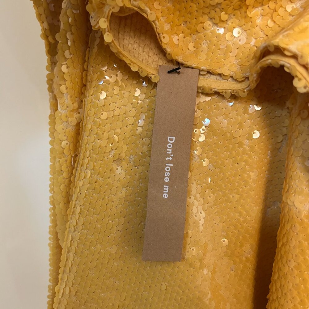 NWT Reformation Mariska Dress in Ochre Sequin Yellow Size 2 - Picture 8 of 11